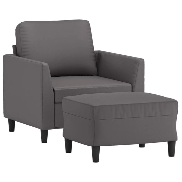 Fotoliu canapea cu taburet, gri, 60 cm, piele ecologică - WALTI WALTI