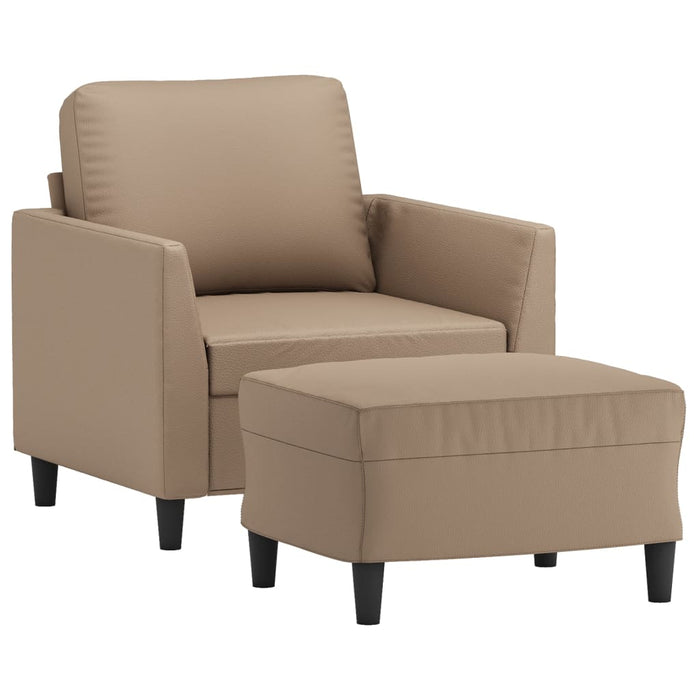Fotoliu canapea cu taburet, cappuccino, 60 cm, piele ecologică - WALTI WALTI