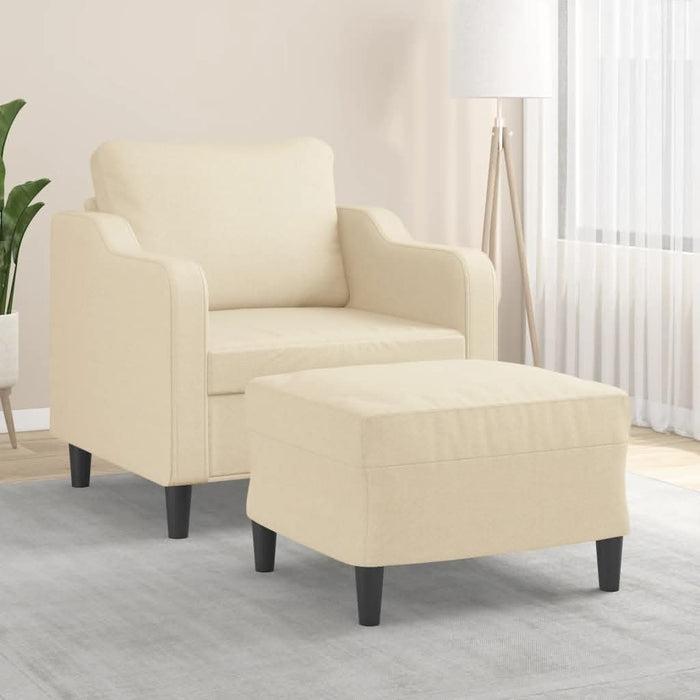 Fotoliu canapea cu taburet, crem, 60 cm, material textil - WALTI WALTI