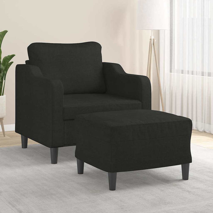 Fotoliu canapea cu taburet, negru, 60 cm, material textil - WALTI WALTI