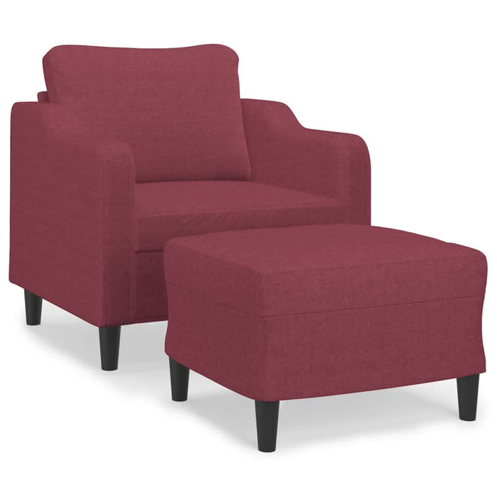 Fotoliu canapea cu taburet, roșu vin, 60 cm, material textil - WALTI WALTI