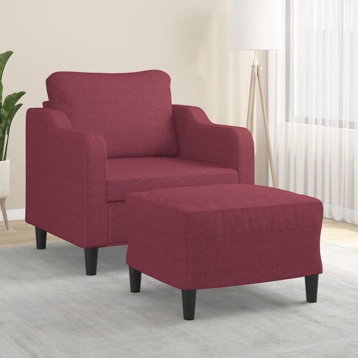 Fotoliu canapea cu taburet, roșu vin, 60 cm, material textil - WALTI WALTI