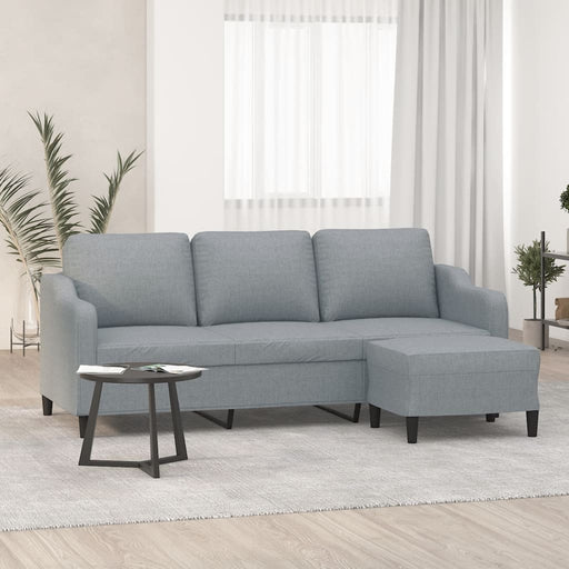 Canapea cu 3 locuri și taburet, gri deschis, 180 cm, textil - WALTI WALTI