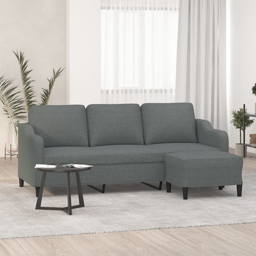 Canapea cu 3 locuri și taburet, gri închis, 180 cm, textil - WALTI WALTI