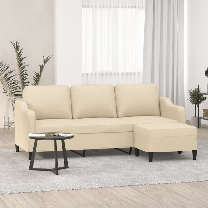 Canapea cu 3 locuri cu taburet, crem, 180 cm, material textil - WALTI WALTI
