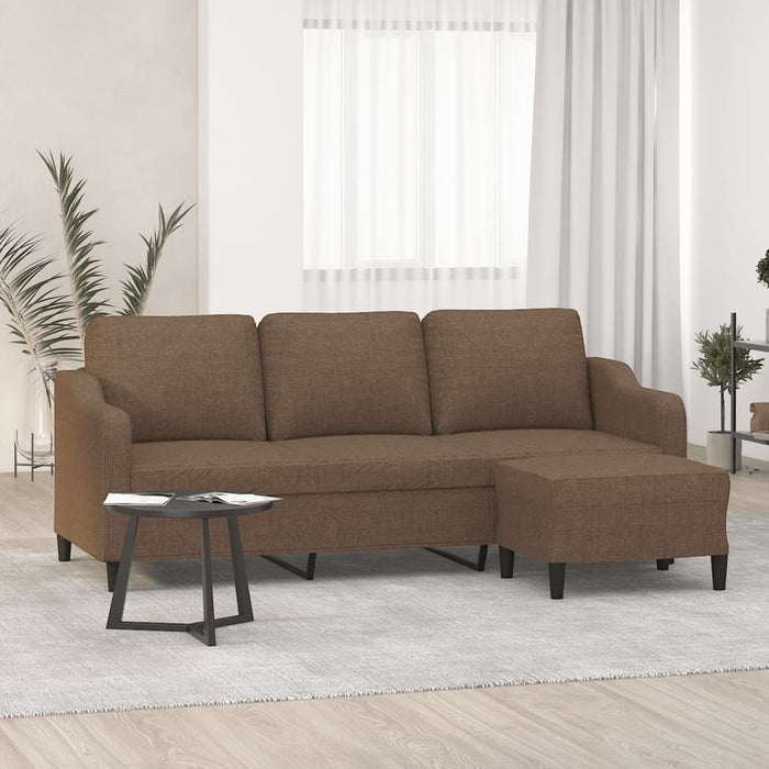 Canapea cu 3 locuri cu taburet, maro, 180 cm, material textil WALTI