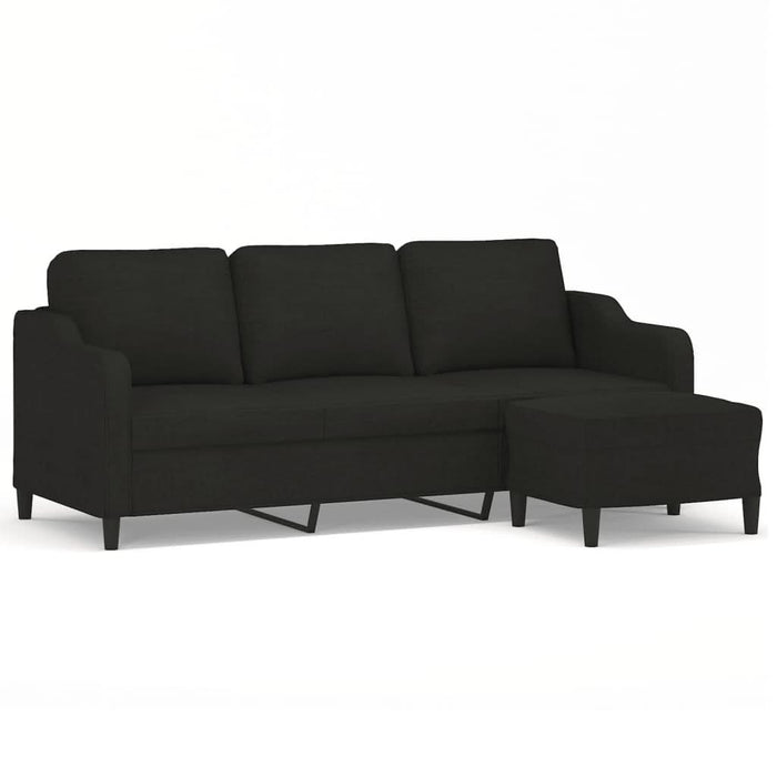 Canapea cu 3 locuri cu taburet, negru, 180 cm, material textil - WALTI WALTI
