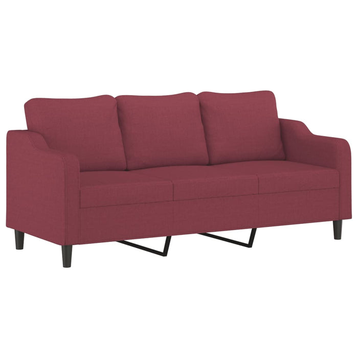 Canapea cu 3 locuri și taburet, roșu vin, 180 cm, textil WALTI