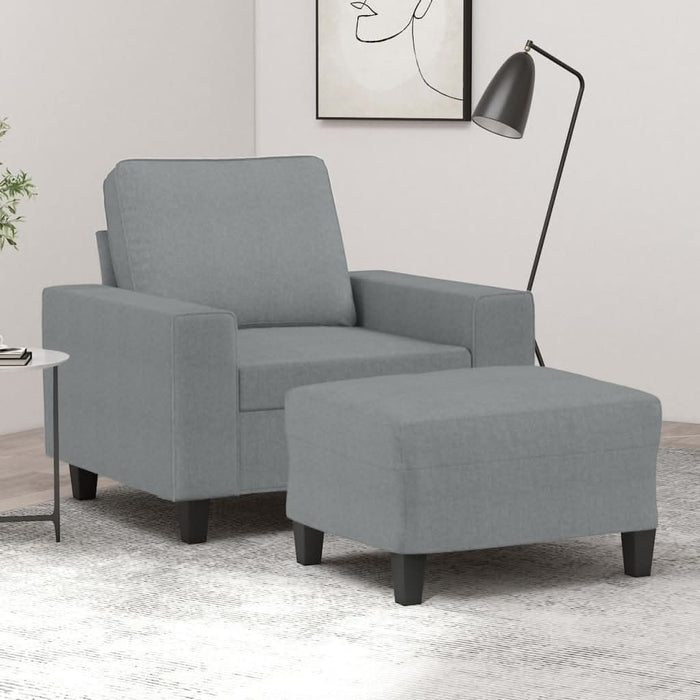 Fotoliu canapea cu taburet, gri deschis, 60 cm, textil - WALTI WALTI