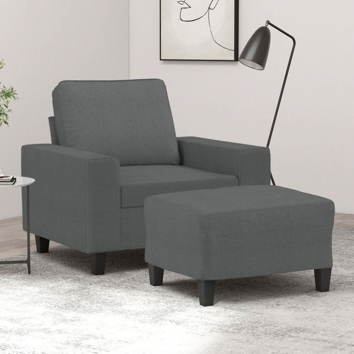 Fotoliu canapea cu taburet, gri închis, 60 cm, textil - WALTI WALTI