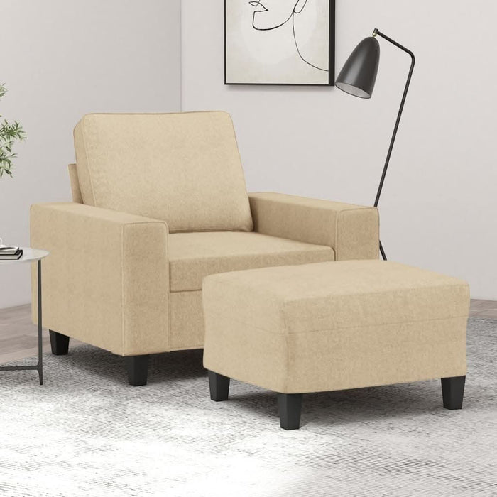Fotoliu canapea cu taburet, crem, 60 cm, material textil - WALTI WALTI