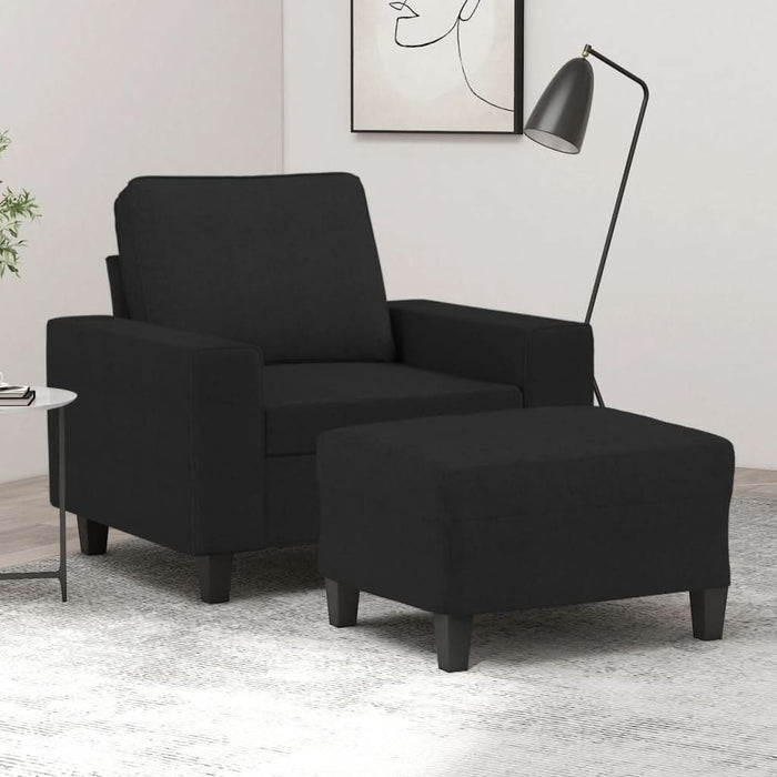 Fotoliu canapea cu taburet, negru, 60 cm, material textil - WALTI WALTI