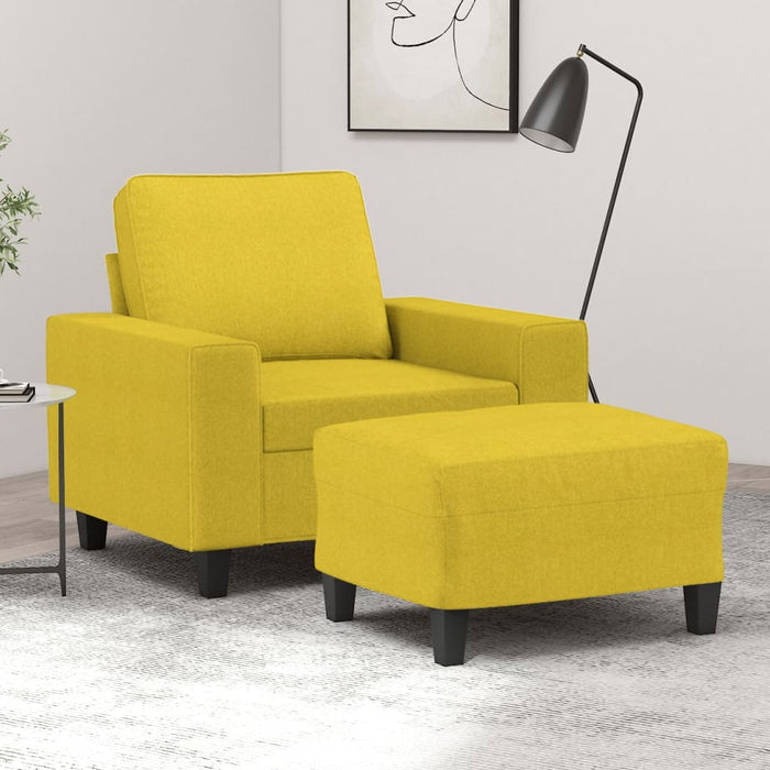 Fotoliu canapea cu taburet, galben deschis, 60 cm, textil - WALTI WALTI
