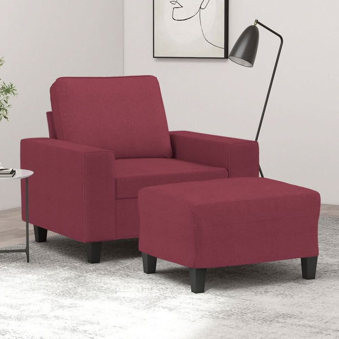 Fotoliu canapea cu taburet, roșu vin, 60 cm, material textil - WALTI WALTI