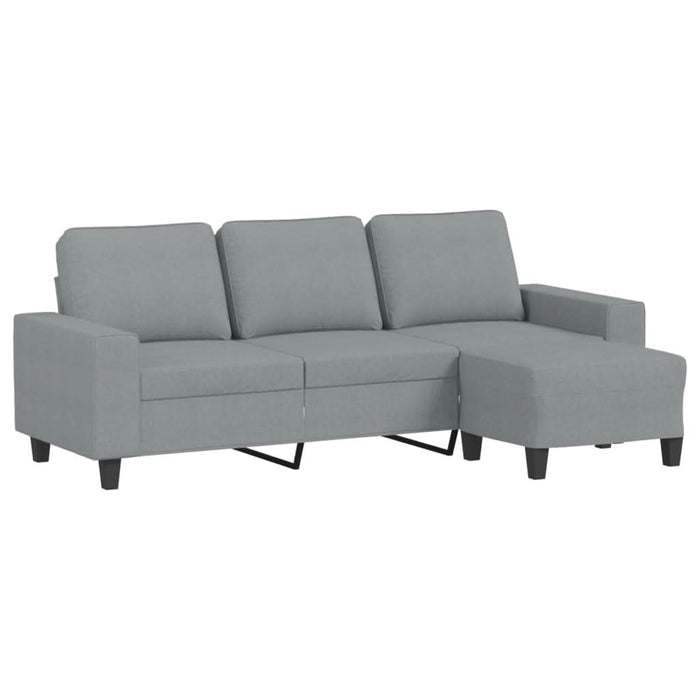 Canapea cu 3 locuri și taburet, gri deschis, 180 cm, textil - WALTI WALTI
