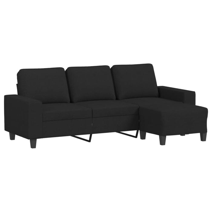 Canapea cu 3 locuri cu taburet, negru, 180 cm, material textil - WALTI WALTI
