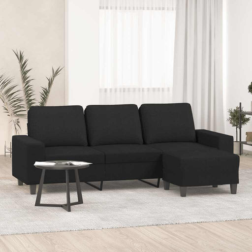 Canapea cu 3 locuri cu taburet, negru, 180 cm, material textil - WALTI WALTI