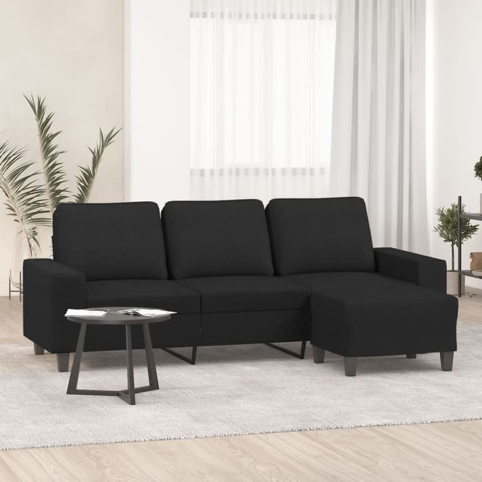 Canapea cu 3 locuri cu taburet, negru, 180 cm, material textil - WALTI WALTI