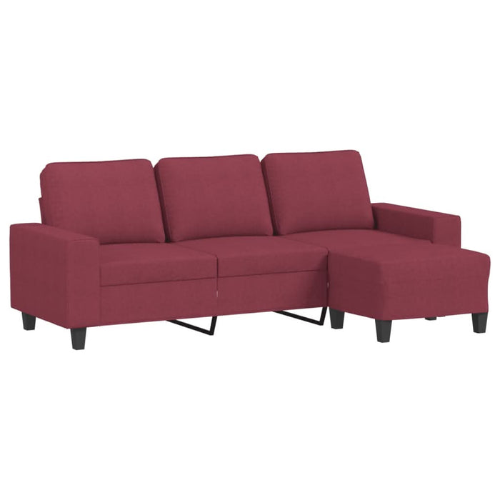 Canapea cu 3 locuri și taburet, roșu vin, 180 cm, textil - WALTI WALTI