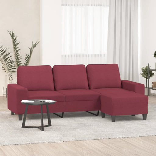 Canapea cu 3 locuri și taburet, roșu vin, 180 cm, textil - WALTI WALTI