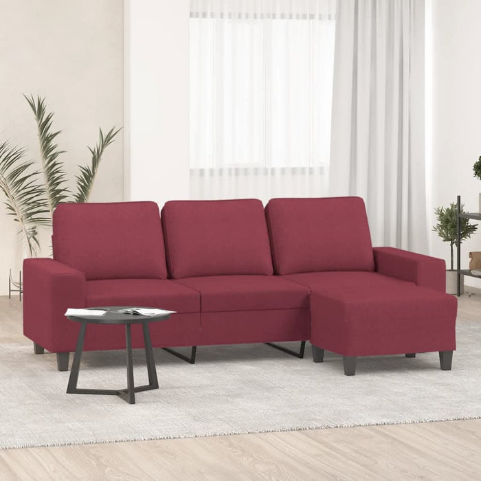 Canapea cu 3 locuri și taburet, roșu vin, 180 cm, textil - WALTI WALTI