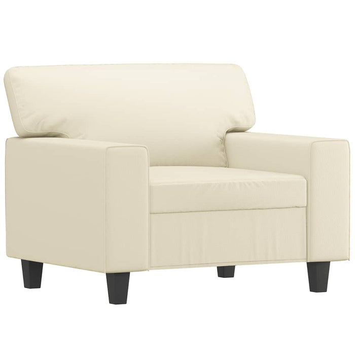 Fotoliu canapea cu taburet, crem, 60 cm, piele ecologică WALTI