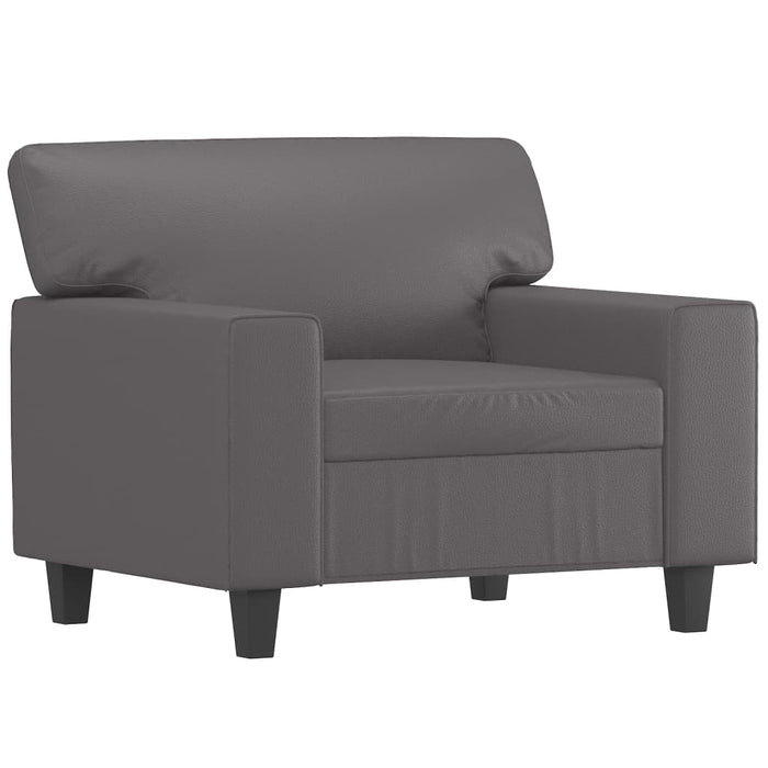 Fotoliu canapea cu taburet, gri, 60 cm, piele ecologică - WALTI WALTI
