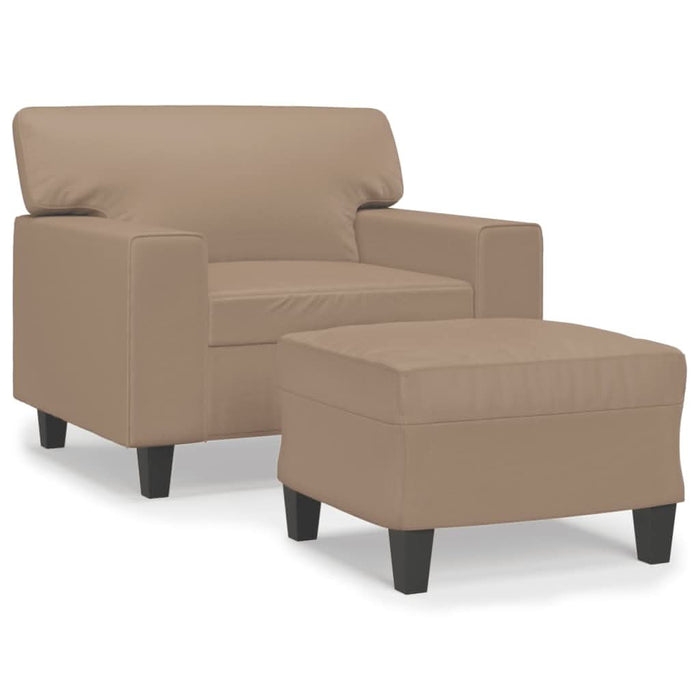 Fotoliu canapea cu taburet, cappuccino, 60 cm, piele ecologică - WALTI WALTI