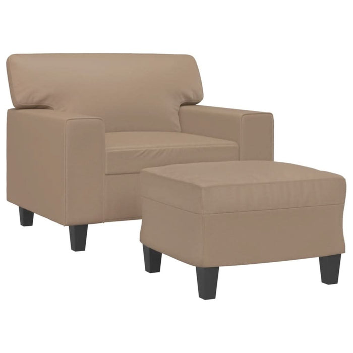 Fotoliu canapea cu taburet, cappuccino, 60 cm, piele ecologică - WALTI WALTI