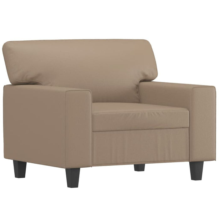 Fotoliu canapea cu taburet, cappuccino, 60 cm, piele ecologică - WALTI WALTI