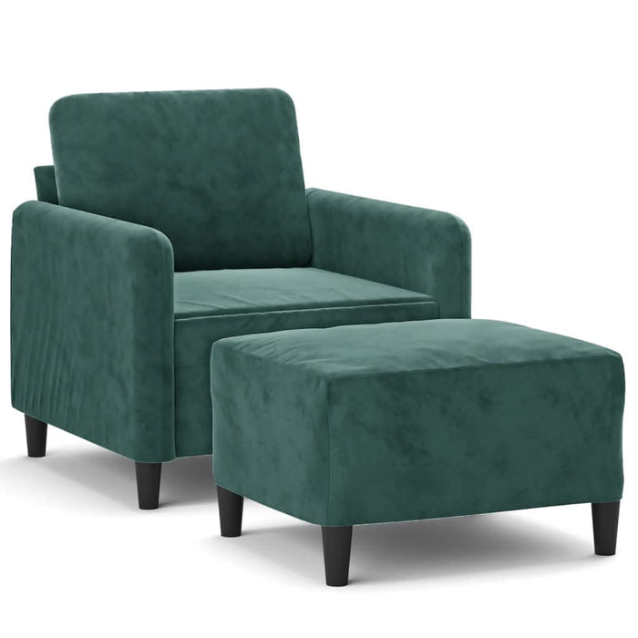 Fotoliu canapea cu taburet, verde închis, 60 cm, catifea - WALTI WALTI