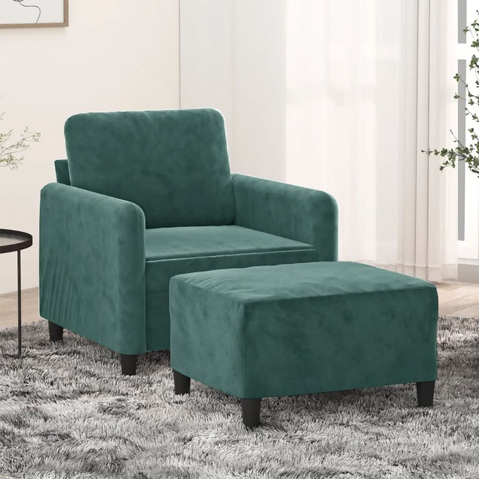 Fotoliu canapea cu taburet, verde închis, 60 cm, catifea - WALTI WALTI