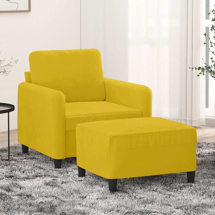 Fotoliu canapea cu taburet, galben, 60 cm, catifea - WALTI WALTI