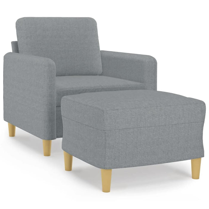Fotoliu canapea cu taburet, gri deschis, 60 cm, textil WALTI