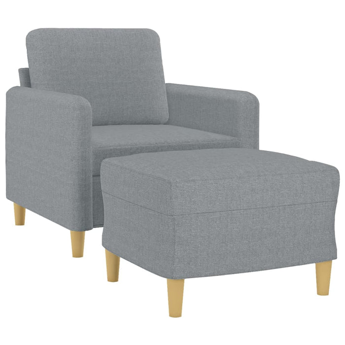 Fotoliu canapea cu taburet, gri deschis, 60 cm, textil WALTI