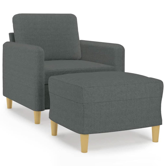 Fotoliu canapea cu taburet, gri închis, 60 cm, textil WALTI