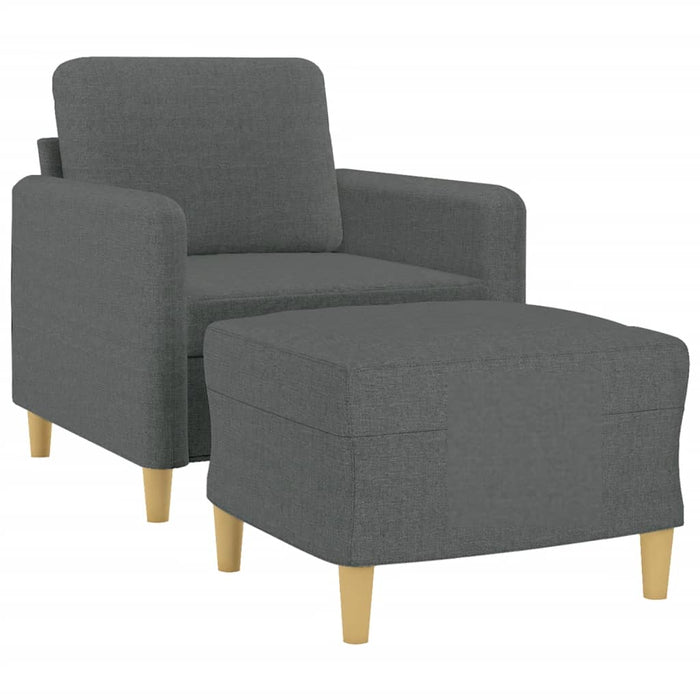 Fotoliu canapea cu taburet, gri închis, 60 cm, textil WALTI