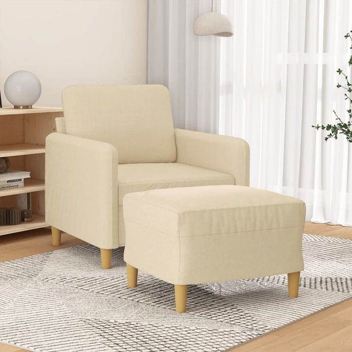 Fotoliu canapea cu taburet, crem, 60 cm, material textil - WALTI WALTI
