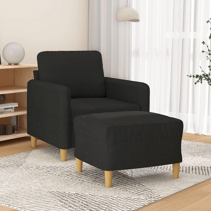 Fotoliu canapea cu taburet, negru, 60 cm, material textil - WALTI WALTI