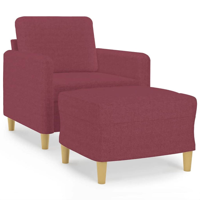 Fotoliu canapea cu taburet, roșu vin, 60 cm, material textil - WALTI WALTI