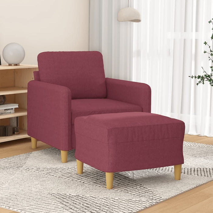 Fotoliu canapea cu taburet, roșu vin, 60 cm, material textil - WALTI WALTI