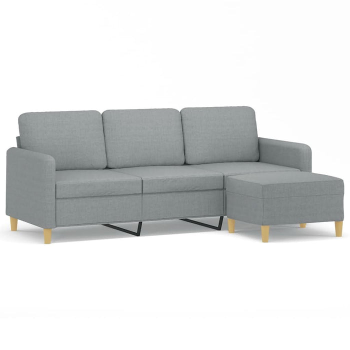 Canapea cu 3 locuri și taburet, gri deschis, 180 cm, textil - WALTI WALTI
