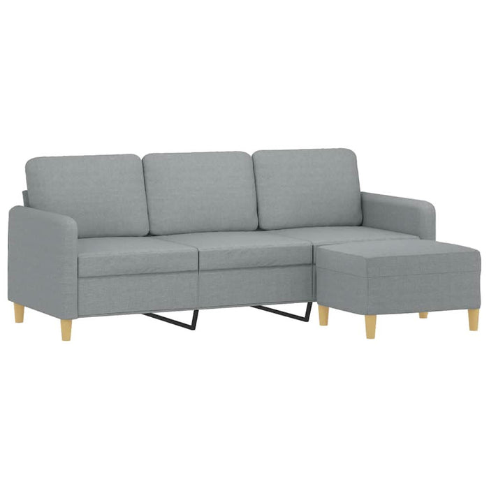 Canapea cu 3 locuri și taburet, gri deschis, 180 cm, textil - WALTI WALTI