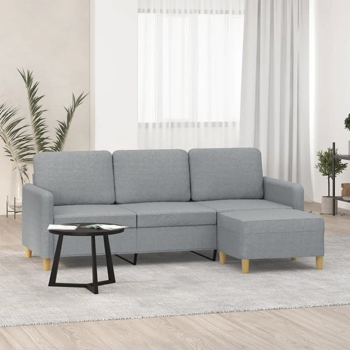 Canapea cu 3 locuri și taburet, gri deschis, 180 cm, textil - WALTI WALTI