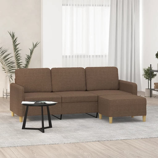 Canapea cu 3 locuri cu taburet, maro, 180 cm, material textil - WALTI WALTI