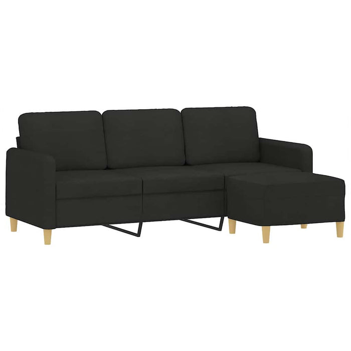 Canapea cu 3 locuri cu taburet, negru, 180 cm, material textil - WALTI WALTI