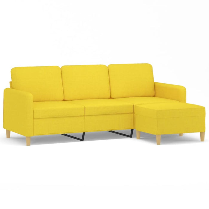 Canapea cu 3 locuri și taburet, galben deschis, 180 cm, textil - WALTI WALTI