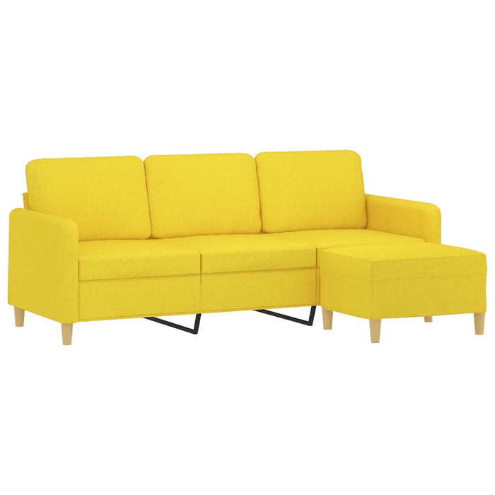 Canapea cu 3 locuri și taburet, galben deschis, 180 cm, textil - WALTI WALTI
