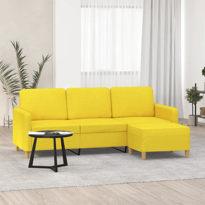 Canapea cu 3 locuri și taburet, galben deschis, 180 cm, textil - WALTI WALTI