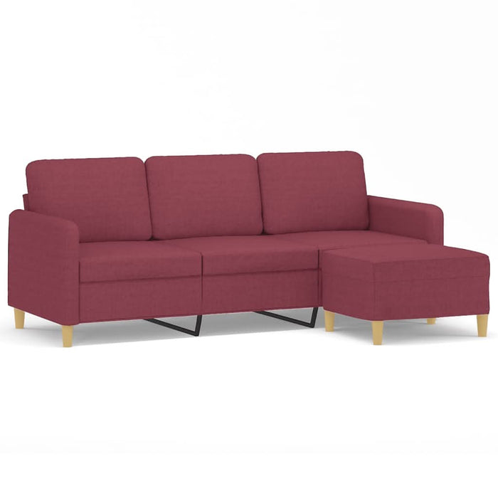 Canapea cu 3 locuri și taburet, roșu vin, 180 cm, textil - WALTI WALTI